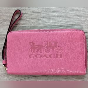 Coach Horse Carriage Pink Leather Wallet Clutch
